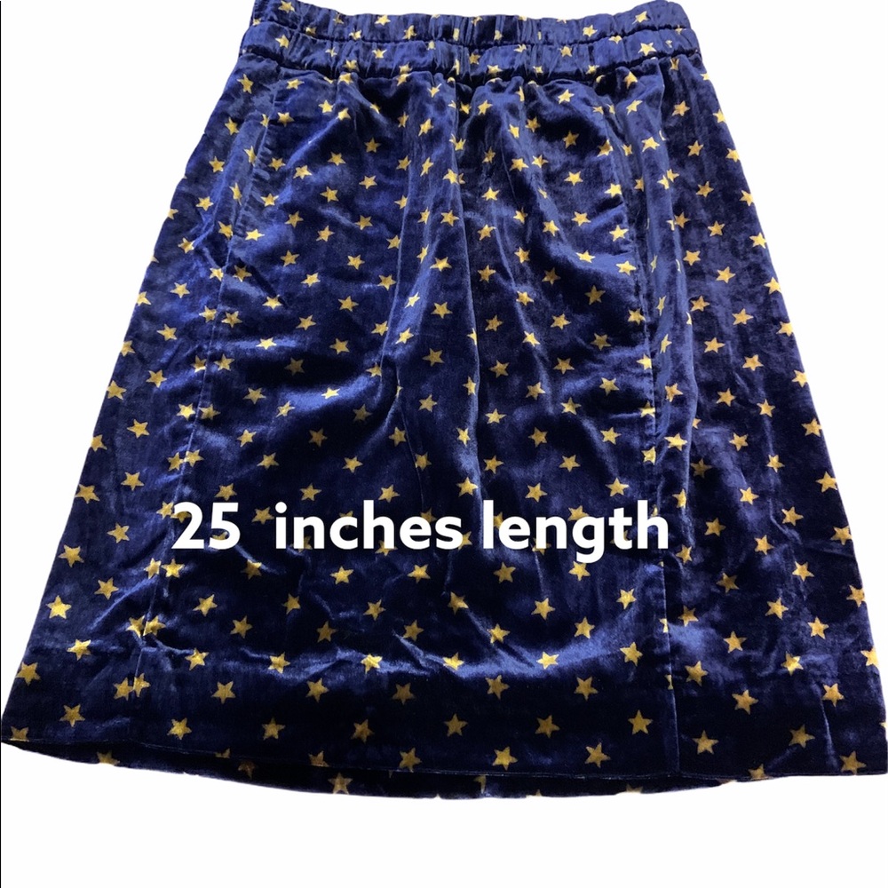 J. Crew Rare Navy Midi Skirt Gold Star, velvet